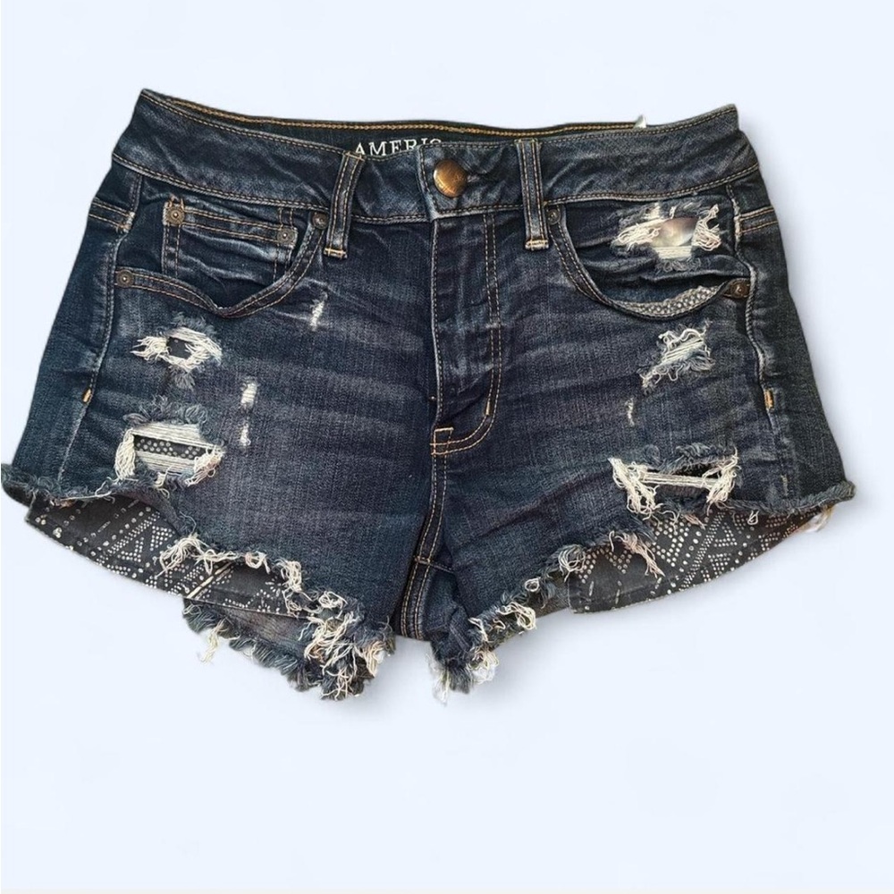 American eagle Dark Blue Distressed Denim Shorts